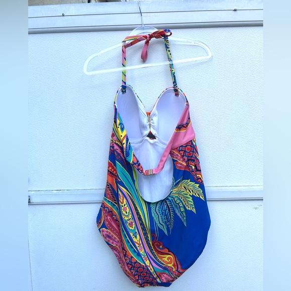 Boden Swimsuit One Piece Plus Sz 16-18 Colorful Santorini Halter Padded Resort - Picture 12 of 16